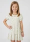 Select - Vestido Infantil com Franzido na Saia Rosa - variação: Bege