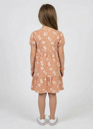 Select - Vestido Infantil com Franzido na Saia Marrom - SELECT