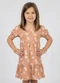 Select - Vestido Infantil com Franzido na Saia Rosa - variação: Marrom