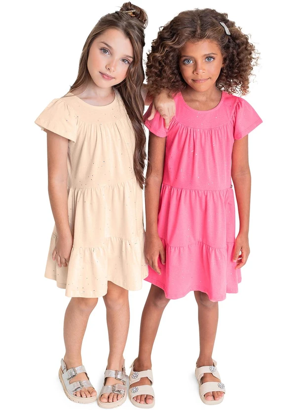 Quimby - Vestido Infantil com Glitter Bege 2