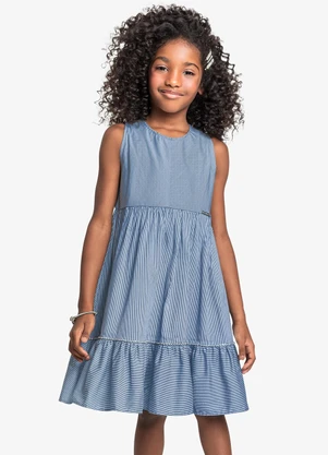 Trick Nick - Vestido Infantil com Listras Azul - TRICK NICK