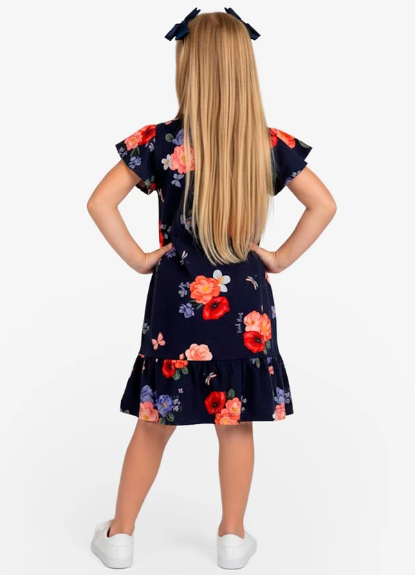 Select - Vestido Infantil com Manga Godê Azul 2