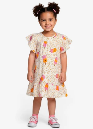 Select - Vestido Infantil com Manga Godê Laranja - SELECT