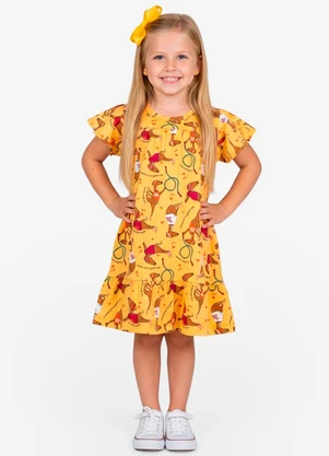 Select - Vestido Infantil com Manga Godê Laranja - SELECT