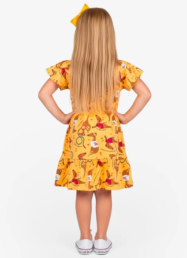 Select - Vestido Infantil com Manga Godê Laranja 2