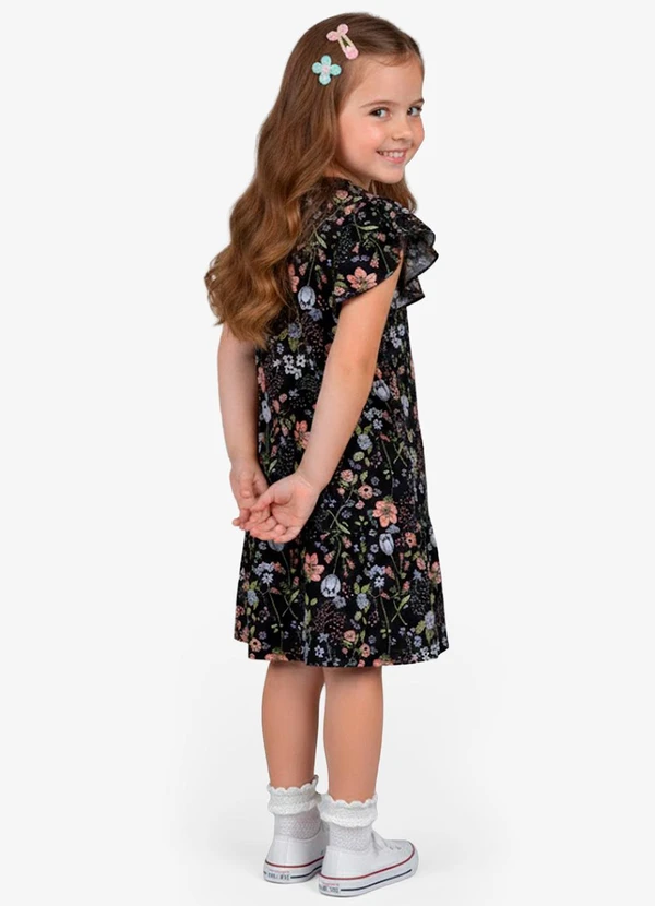 Select - Vestido Infantil com Manga Godê Preto 2