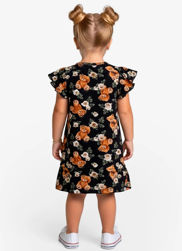 Select - Vestido Infantil com Manga Godê Marrom 2