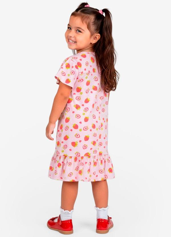 Select - Vestido Infantil com Manga Godê Rosa