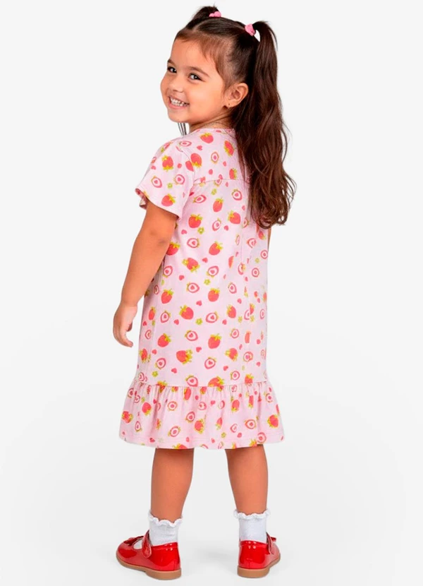 Select - Vestido Infantil com Manga Godê Rosa