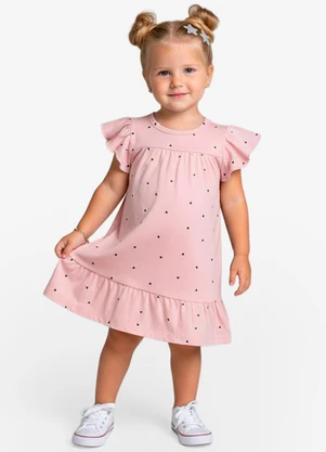 Select - Vestido Infantil com Manga Godê Rosa - SELECT