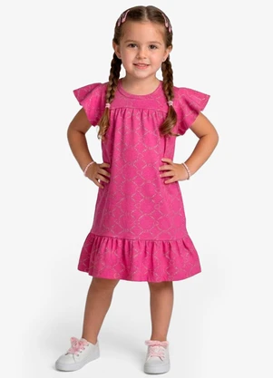 Select - Vestido Infantil com Manga Godê Rosa - SELECT