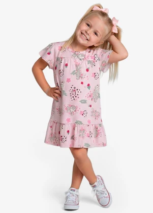 Select - Vestido Infantil com Manga Godê Rosa - SELECT