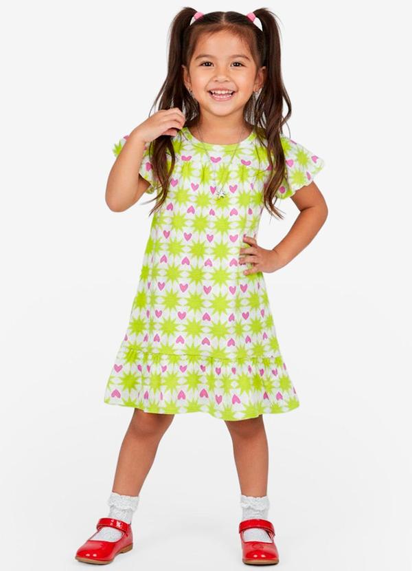 Select - Vestido Infantil com Manga Godê Verde