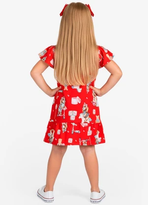 Select - Vestido Infantil com Manga Godê Vermelho - SELECT