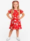Select - Vestido Infantil com Manga Godê Azul - variação: Vermelho
