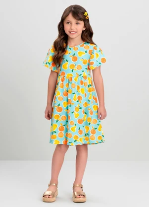 Vestido Infantil com Plaquinha Quimby Azul - QUIMBY