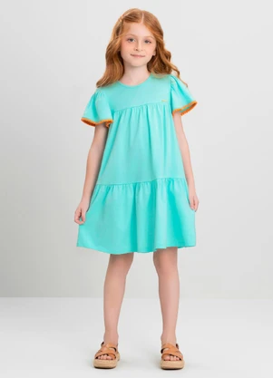 Vestido Infantil com Plaquinha Quimby Azul - QUIMBY