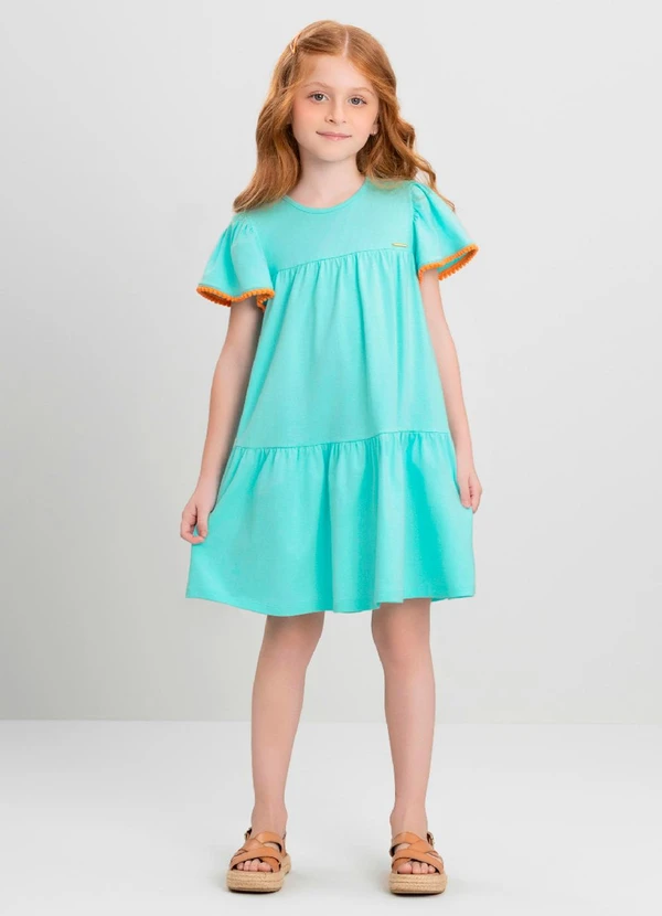 Quimby - Vestido Infantil com Plaquinha Quimby Azul