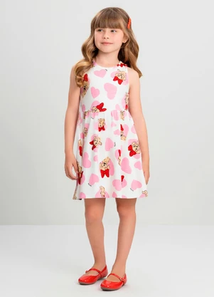 Vestido Infantil com Plaquinha Quimby Branco - QUIMBY