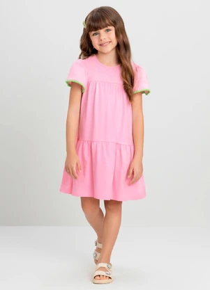 Vestido Infantil com Plaquinha Quimby Rosa - QUIMBY