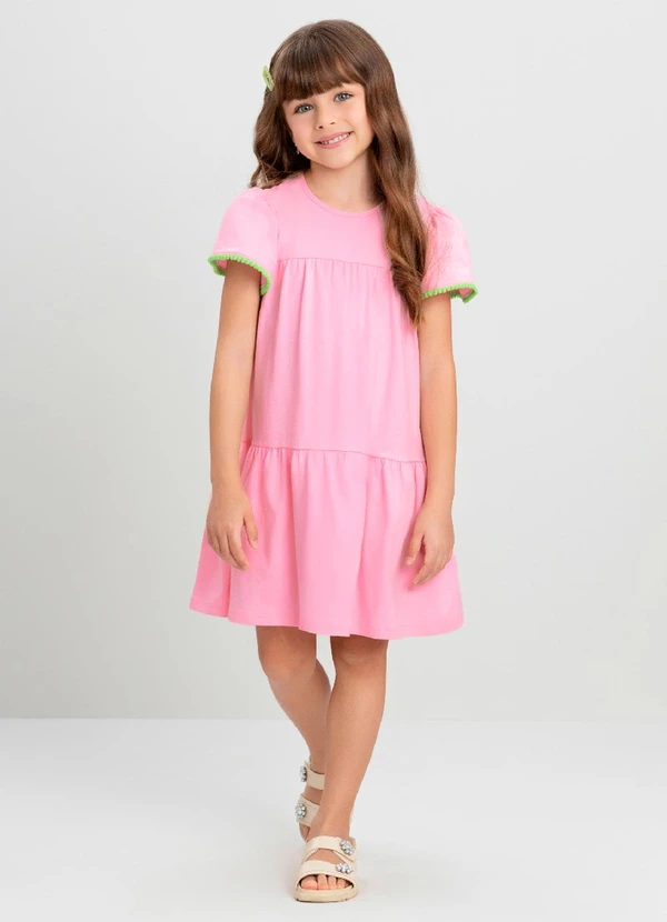 Quimby - Vestido Infantil com Plaquinha Quimby Rosa