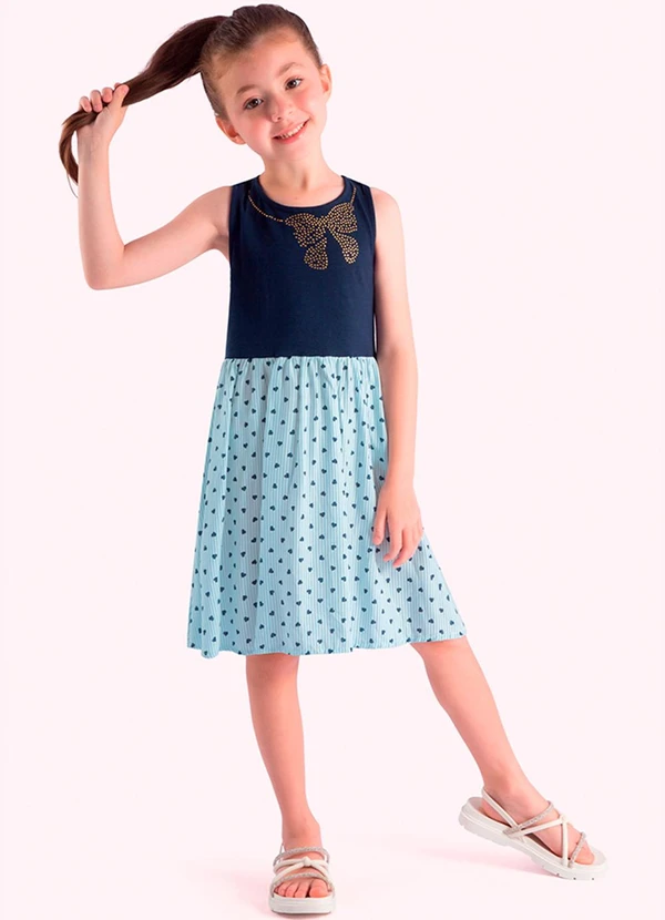 Duduka - Vestido Infantil com Saia Azul