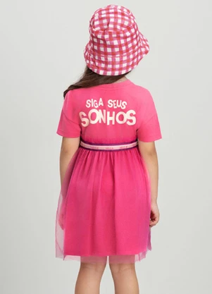 Vestido Infantil com Saia em Tule Três e Já Rosa - TRÊS E JÁ