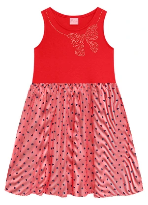 Duduka - Vestido Infantil com Saia Vermelha - DUDUKA