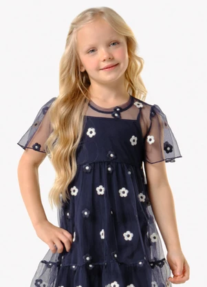 Trick Nick - Vestido Infantil com Sobreposição Azul - TRICK NICK