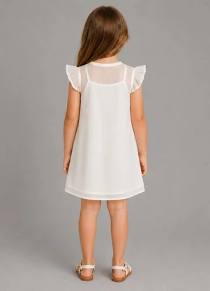 Select - Vestido Infantil com Sobreposição Bege - SELECT