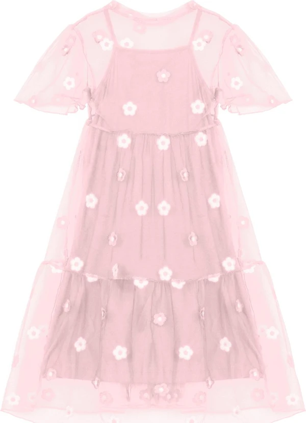 Trick Nick - Vestido Infantil com Sobreposição Branco