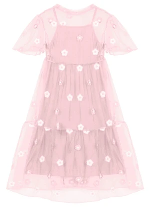 Trick Nick - Vestido Infantil com Sobreposição Branco - TRICK NICK