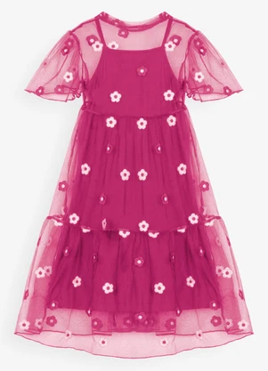 Trick Nick - Vestido Infantil com Sobreposição Rosa - TRICK NICK