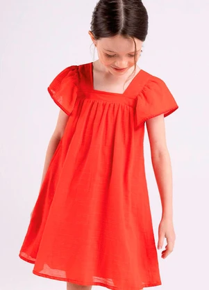 Bugbee - Vestido Infantil com Tecido Vermelho - BUGBEE