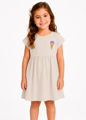 Select - Vestido Infantil com Termocolante Bege - SELECT