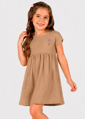 Select - Vestido Infantil com Termocolante Marrom - SELECT
