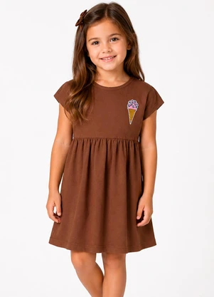 Select - Vestido Infantil com Termocolante Marrom - SELECT