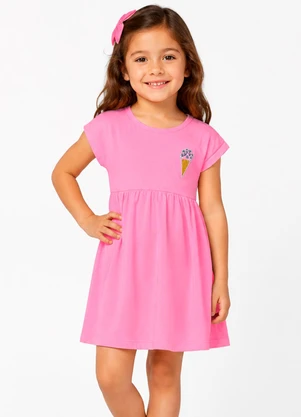 Select - Vestido Infantil com Termocolante Rosa - SELECT