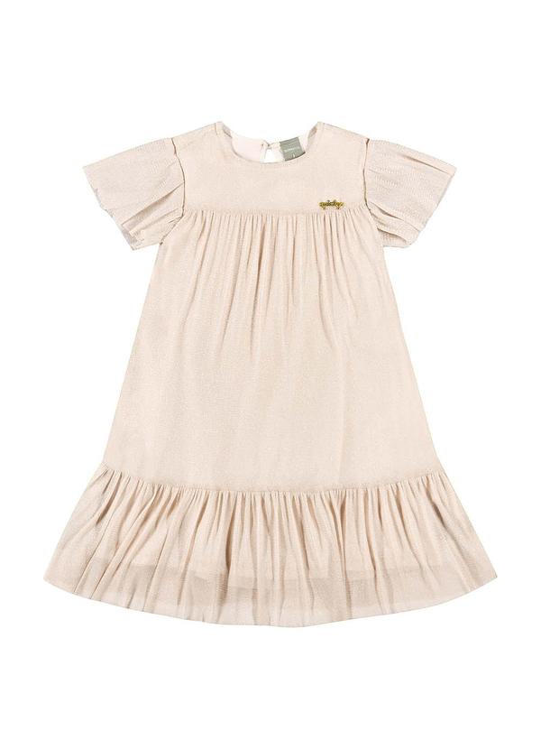 Quimby - Vestido Infantil com Tule para Menina Bege 2