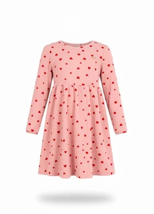 Duduka - Vestido Infantil Coração Rosa - DUDUKA