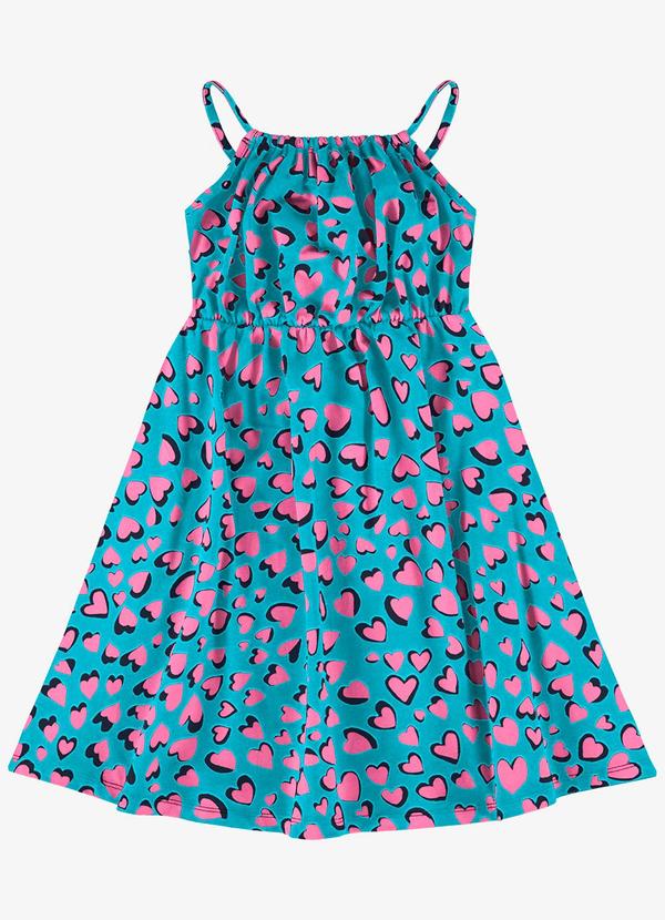 Rovi Kids - Vestido Infantil Corações Azul