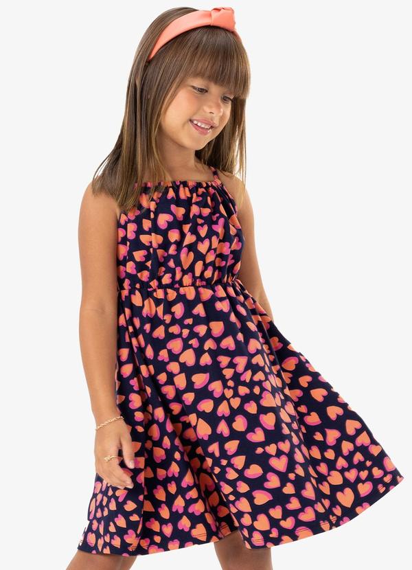 Rovi Kids - Vestido Infantil Corações Azul