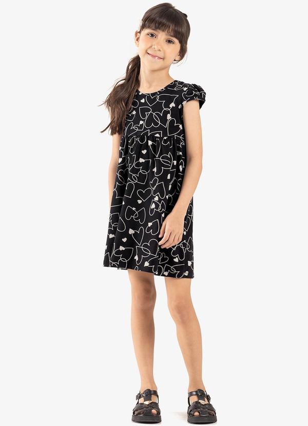 Rovi Kids - Vestido Infantil Corações Preto 3