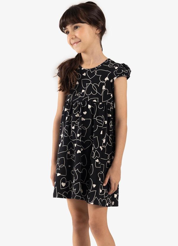 Rovi Kids - Vestido Infantil Corações Preto 4