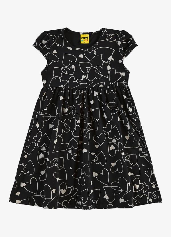 Rovi Kids - Vestido Infantil Corações Preto 5