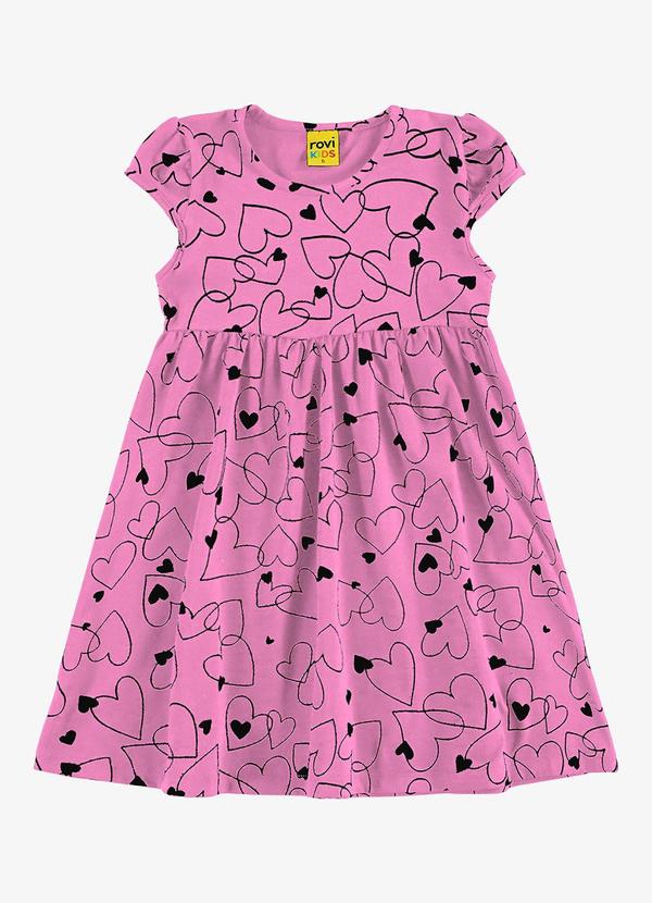 Rovi Kids - Vestido Infantil Corações Rosa
