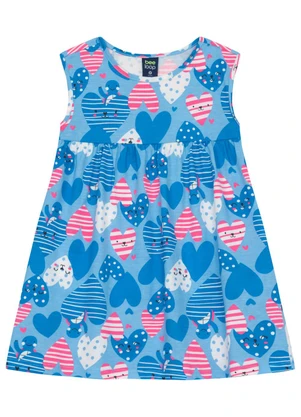 Vestido Infantil Corações sem Manga Bee Loop Azul - BEE LOOP