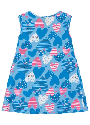Vestido Infantil Corações sem Manga Bee Loop Azul - BEE LOOP