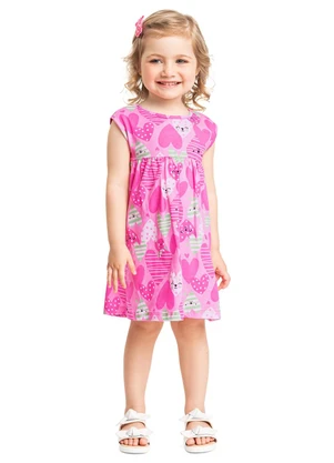 Vestido Infantil Corações sem Manga Bee Loop Rosa - BEE LOOP