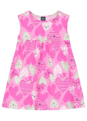 Vestido Infantil Corações sem Manga Bee Loop Rosa - BEE LOOP
